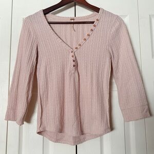 Free People Knit Henley Long Sleeve Top